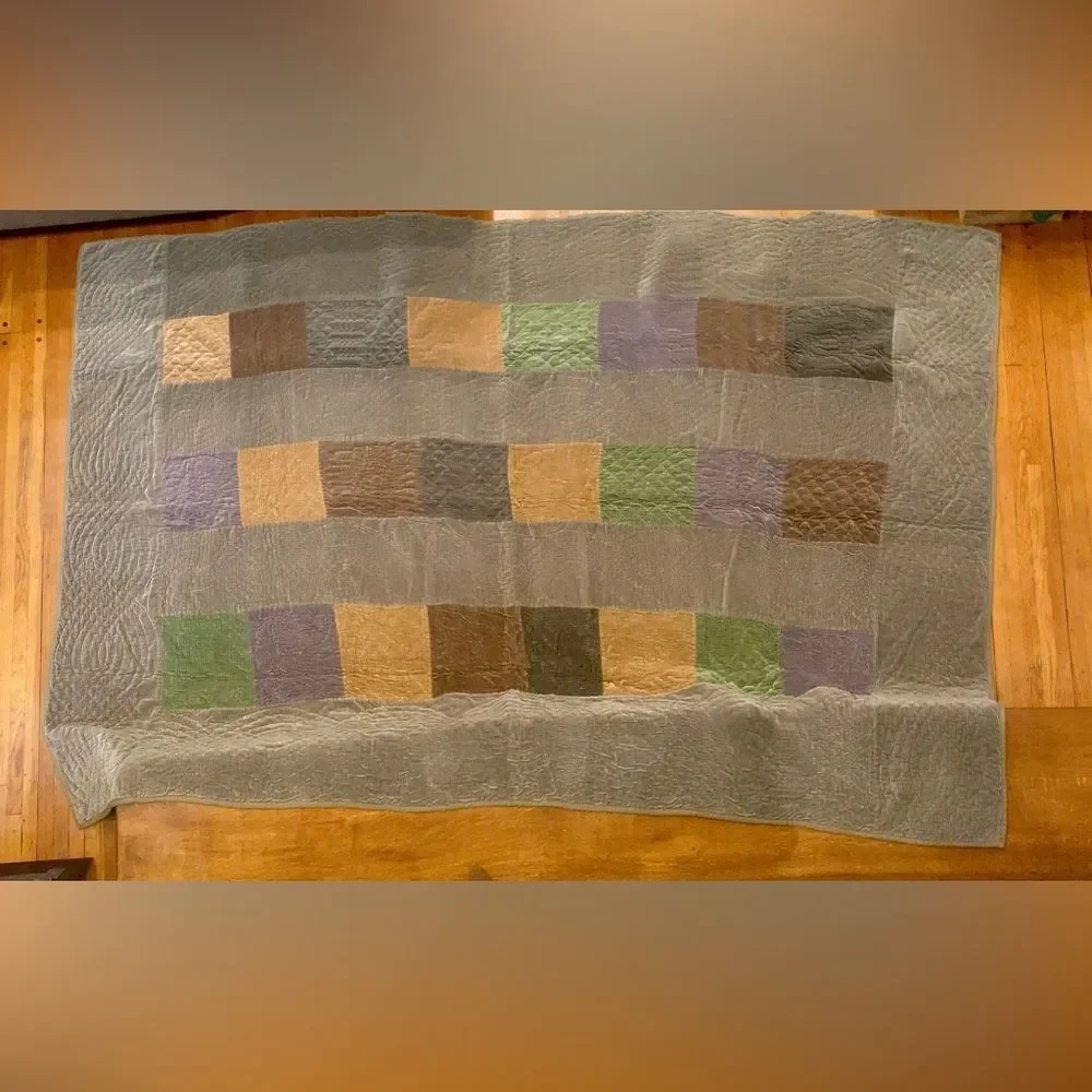 POTTERY BARN Velvet Patchwork Quilt cottagecore Vintage 100% Cotto…